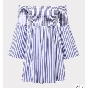 Torrid Blue stripe smocked skater dress